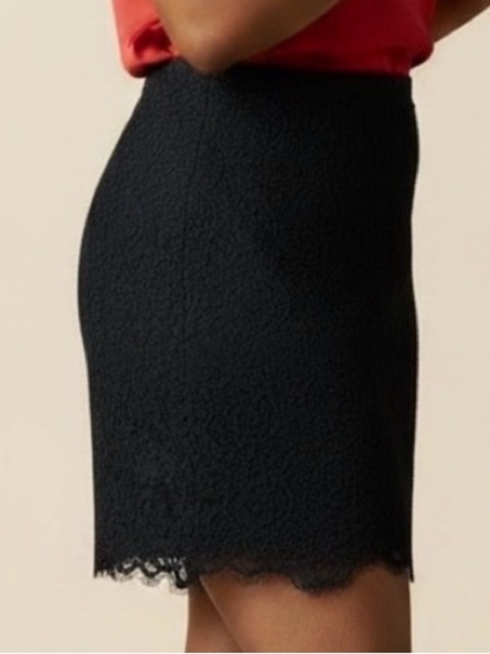 J. Crew Black Lace Skirt with Scalloped Hem